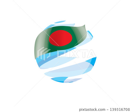Flat of patriotic globe featuring waving Bangladeshi flag design 139316708
