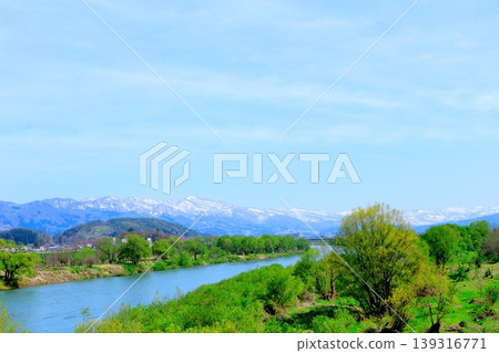 四月木島平村景色;信州風景;春季鄉村風光 四月木島平村景色;信州風景;春季鄉村風光 139316771