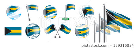 A set of vector Bahamian flags of different designs A set of vector Bahamian flags of different designs 139316854