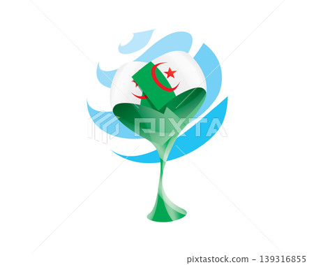 Floral emblem of the Algerian flag in the form of a heart 139316855