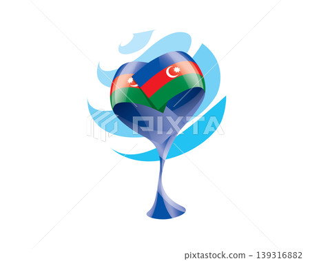 Floral emblem of the Azerbaijani flag in the form of a heart Floral emblem of the Azerbaijani flag in the form of a heart 139316882