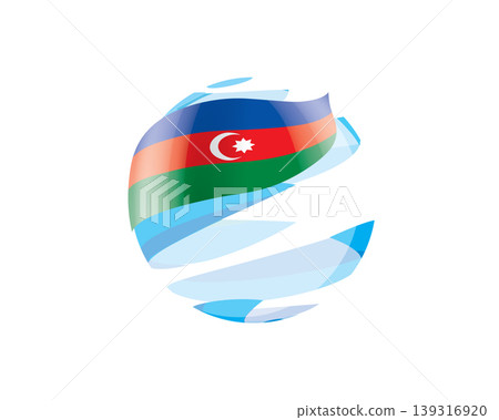 Flat of patriotic globe featuring waving Azerbaijani flag design Flat of patriotic globe featuring waving Azerbaijani flag design 139316920