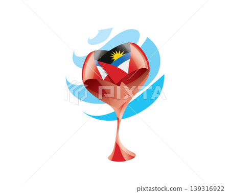 Floral emblem of the Antigua and Barbuda flag in the form of a heart Floral emblem of the Antigua and Barbuda flag in the form of a heart 139316922