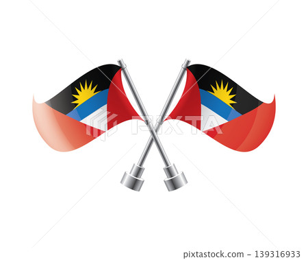 Scalable illustration capturing prideful display of Antigua and Barbuda national banners Scalable illustration capturing prideful display of Antigua and Barbuda national banners 139316933