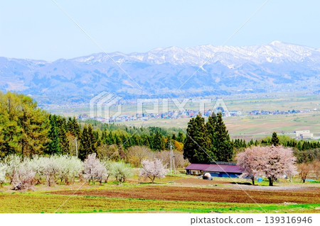 Scenery of Kijimadaira Village in April; Scenery of Shinshu; Spring rural landscape Scenery of Kijimadaira Village in April; Scenery of Shinshu; Spring rural landscape 139316946