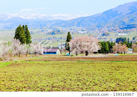 Scenery of Kijimadaira Village in April; Scenery of Shinshu; Spring rural landscape Scenery of Kijimadaira Village in April; Scenery of Shinshu; Spring rural landscape 139316967
