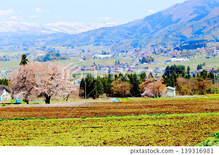 Scenery of Kijimadaira Village in April; Scenery of Shinshu; Spring rural landscape Scenery of Kijimadaira Village in April; Scenery of Shinshu; Spring rural landscape 139316981