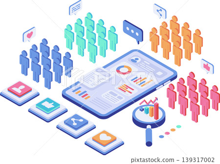 Isometric Social Media Audience Analysis and User Behavior Analytics 139317002