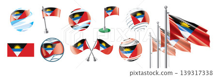 A set of vector Antigua and Barbuda flags of different designs 139317338