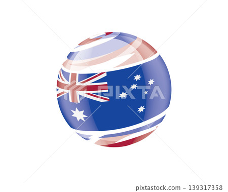 Illustration of globe wrapped in Australian flag patterns with subtle shadowing Illustration of globe wrapped in Australian flag patterns with subtle shadowing 139317358