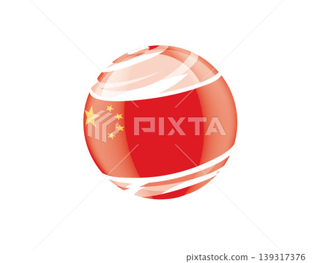 Illustration of globe wrapped in Chinese flag patterns with subtle shadowing Illustration of globe wrapped in Chinese flag patterns with subtle shadowing 139317376