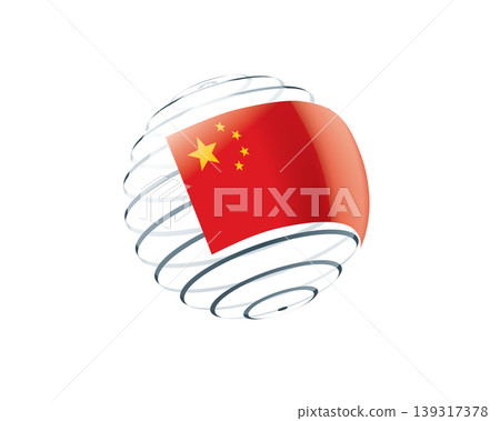 Chinese flag on an abstract globe Chinese flag on an abstract globe 139317378