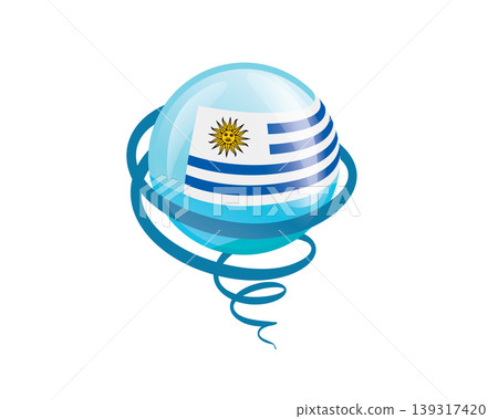 Stylish international icon showcasing Uruguayan flag within reflective globe design 139317420
