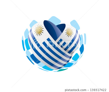Patriotic heart wrapped in Uruguayan flag illustration 139317422