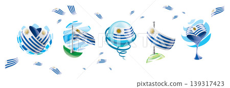 Vector set of the Uruguayan flag in various creative designs 139317423