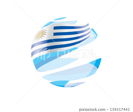 Flat of patriotic globe featuring waving Uruguayan flag design Flat of patriotic globe featuring waving Uruguayan flag design 139317441