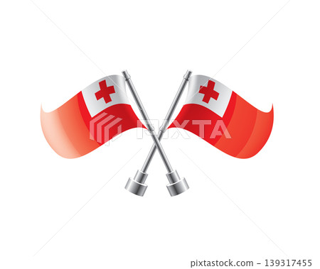 Scalable illustration capturing prideful display of Tonga national banners Scalable illustration capturing prideful display of Tonga national banners 139317455