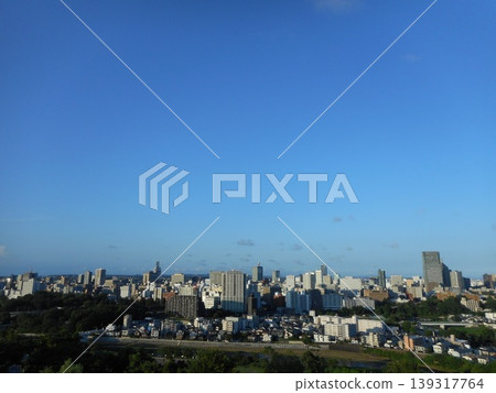 A clear blue sky and the cityscape of Sendai A clear blue sky and the cityscape of Sendai 139317764