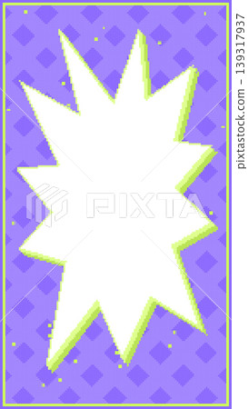 A vertically oriented burst frame in the style of an 8-bit retro game, with a purple background and a central space. A vertically oriented burst frame in the style of an 8-bit retro game, with a purple background and a central space. 139317937