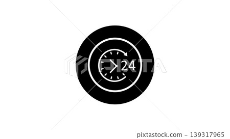 24 Hour Service Icon Clock Symbol For Around-The-Clock Support, Time Management And Continuous Operation 24 Hour Service Icon Clock Symbol For Around-The-Clock Support, Time Management And Continuous Operation 139317965