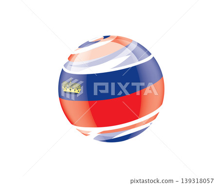Illustration of globe wrapped in Liechtenstein flag patterns with subtle shadowing Illustration of globe wrapped in Liechtenstein flag patterns with subtle shadowing 139318057