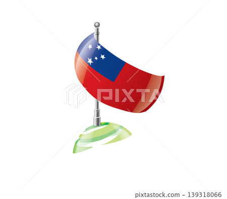 Highly detailed of waving Samoa flag with metallic pole and subtle shadow effects for print Highly detailed of waving Samoa flag with metallic pole and subtle shadow effects for print 139318066