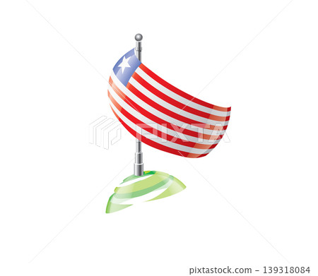 Highly detailed of waving Liberian flag with metallic pole and subtle shadow effects for print Highly detailed of waving Liberian flag with metallic pole and subtle shadow effects for print 139318084