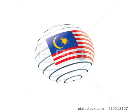 Malaysian flag on an abstract globe Malaysian flag on an abstract globe 139318107