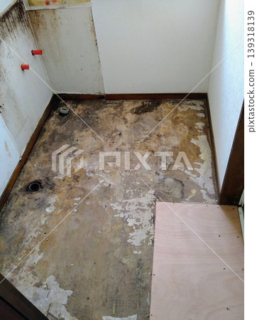 After replacing the damaged bathroom floor with a new one After replacing the damaged bathroom floor with a new one 139318139