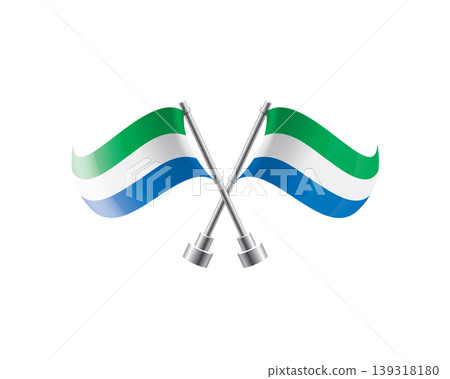 Scalable illustration capturing prideful display of Sierra Leonean national banners Scalable illustration capturing prideful display of Sierra Leonean national banners 139318180