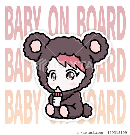 Baby on Board - Cute baby illustration car sign sticker Baby on Board - Cute baby illustration car sign sticker 139318199