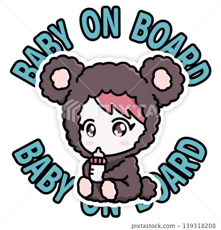 Baby on Board - Cute baby illustration car sign sticker Baby on Board - Cute baby illustration car sign sticker 139318208