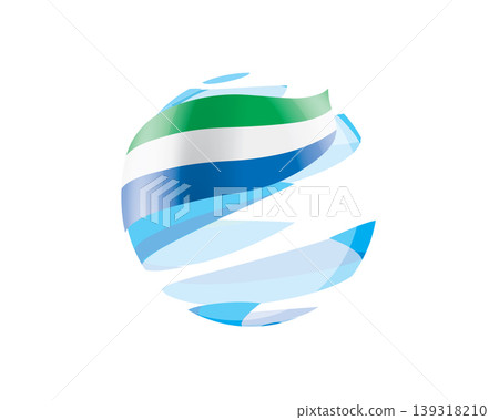 Flat of patriotic globe featuring waving Sierra Leonean flag design 139318210