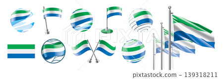 A set of vector Sierra Leonean flags of different designs A set of vector Sierra Leonean flags of different designs 139318211