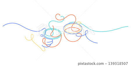 coffee toasting single line art hand drawn minimalism 139318507