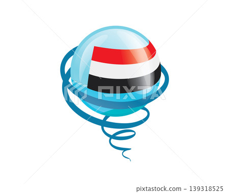 Stylish international icon showcasing Yemeni flag within reflective globe design Stylish international icon showcasing Yemeni flag within reflective globe design 139318525