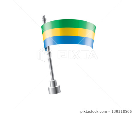 Clean representation showcasing Gabonese flag attached to glossy metal pole Clean representation showcasing Gabonese flag attached to glossy metal pole 139318566