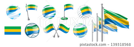 A set of vector Gabonese flags of different designs A set of vector Gabonese flags of different designs 139318568
