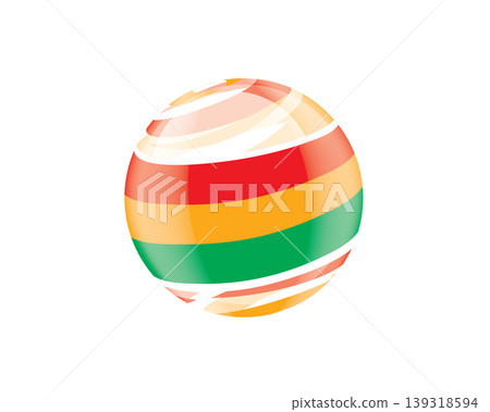 Illustration of globe wrapped in Bolivian flag patterns with subtle shadowing 139318594