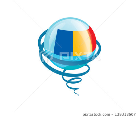 Stylish international icon showcasing Chadian flag within reflective globe design Stylish international icon showcasing Chadian flag within reflective globe design 139318607
