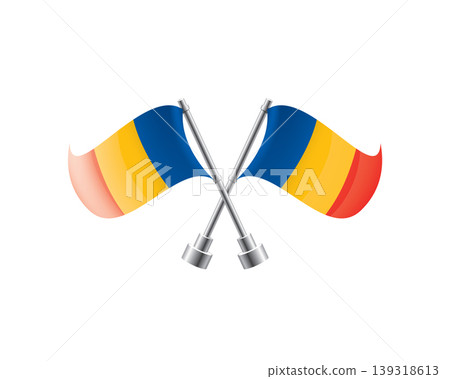 Scalable illustration capturing prideful display of Chadian national banners 139318613