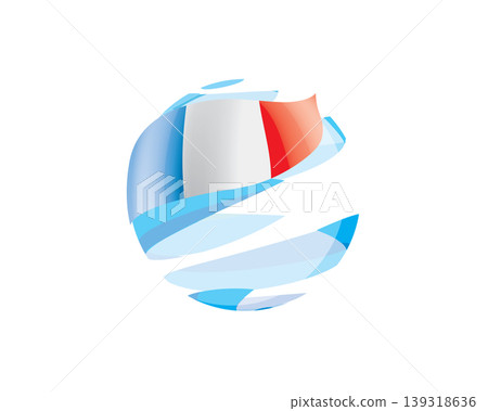 Flat of patriotic globe featuring waving French flag design Flat of patriotic globe featuring waving French flag design 139318636