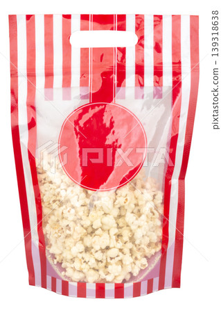 plastic bags popcorn cinema color red isolated on white background plastic bags popcorn cinema color red isolated on white background 139318638