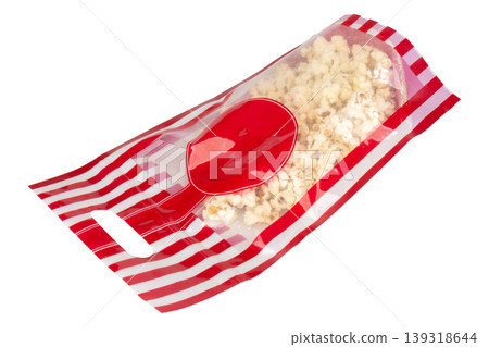 plastic bags popcorn cinema color red isolated on white background plastic bags popcorn cinema color red isolated on white background 139318644