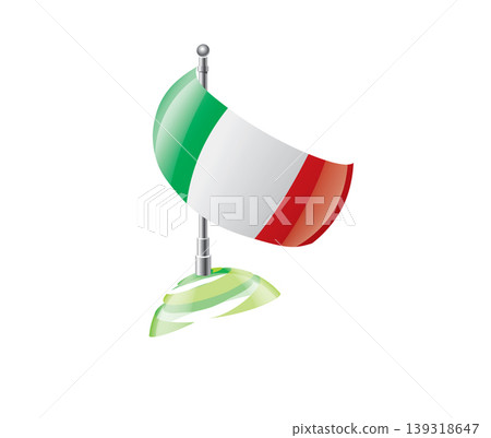 Highly detailed of waving Italian flag with metallic pole and subtle shadow effects for print Highly detailed of waving Italian flag with metallic pole and subtle shadow effects for print 139318647