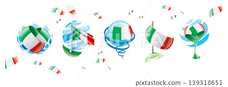 Vector set of the Italian flag in various creative designs Vector set of the Italian flag in various creative designs 139318651