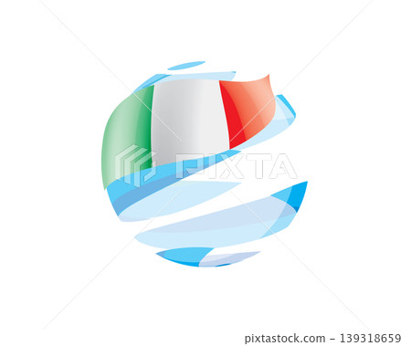 Flat of patriotic globe featuring waving Italian flag design Flat of patriotic globe featuring waving Italian flag design 139318659