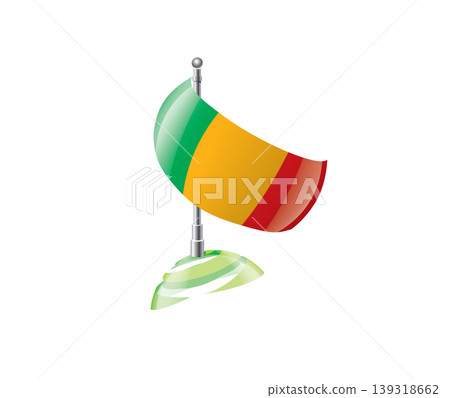 Highly detailed of waving Malian flag with metallic pole and subtle shadow effects for print Highly detailed of waving Malian flag with metallic pole and subtle shadow effects for print 139318662