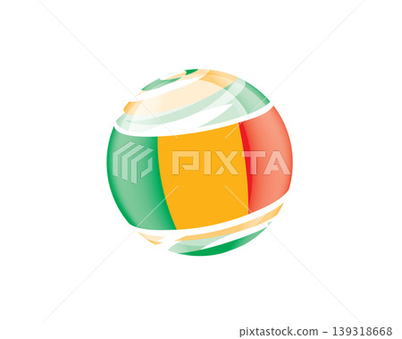 Illustration of globe wrapped in Malian flag patterns with subtle shadowing Illustration of globe wrapped in Malian flag patterns with subtle shadowing 139318668