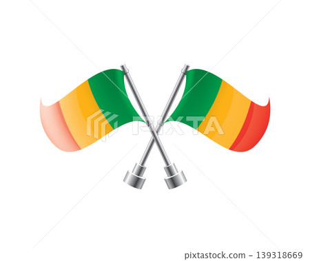 Scalable illustration capturing prideful display of Malian national banners Scalable illustration capturing prideful display of Malian national banners 139318669